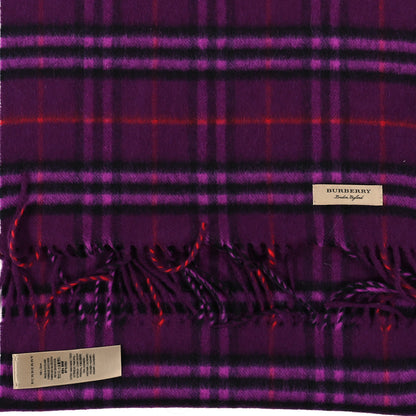 Burberry Cashmere Giant Check Fringe Scarf Purple 3 of 3