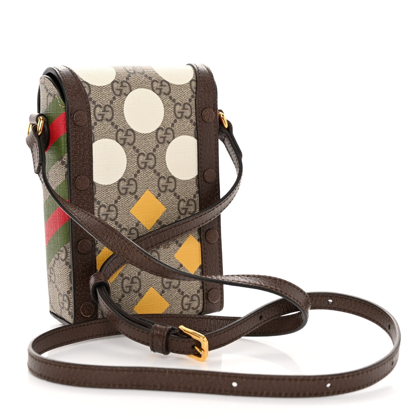 GG Supreme Monogram Textured Dollar Calfskin Geometric Print Mini Horsebit 1955 Crossbody Bag Beige Multicolor New Acero