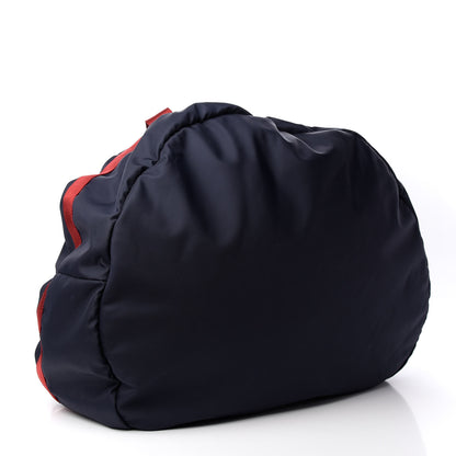 Balenciaga Textured Sport Nylon Logo Embroidered M Wheel Gym Bag Bleu Navy Rouge 4 of 9