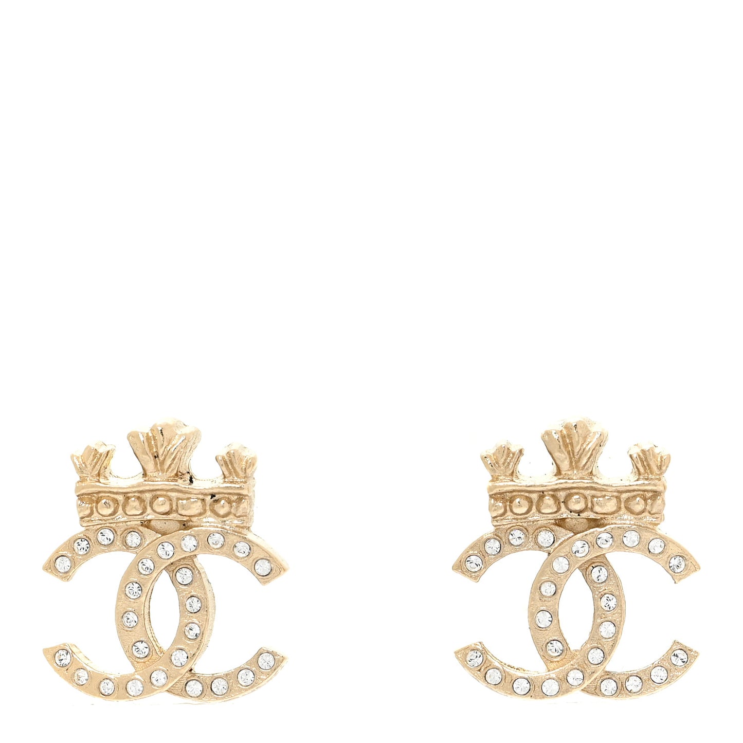 Crystal CC Crown Earrings Gold