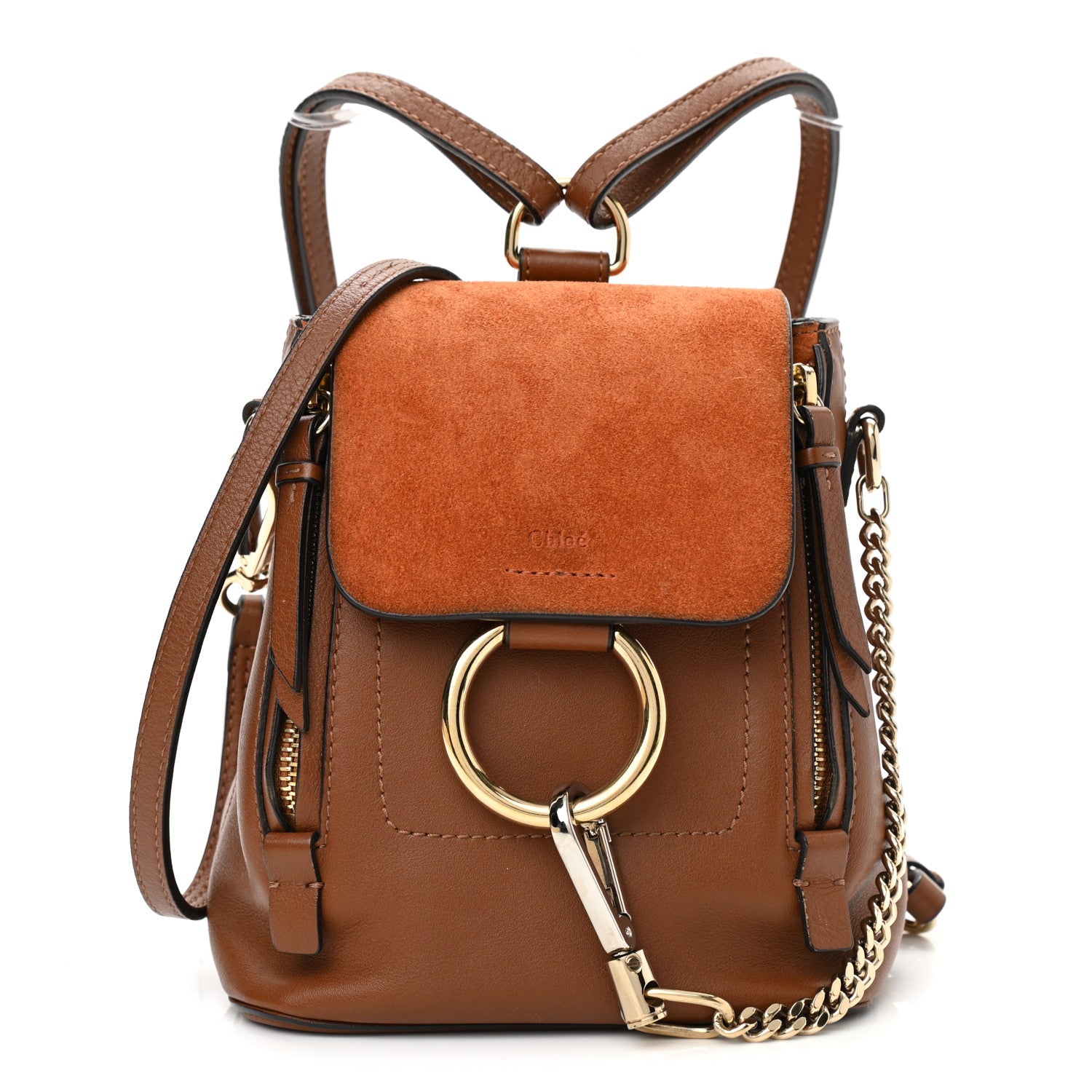 Chloe Suede Calfskin Mini Faye Backpack Tan 1 of 15