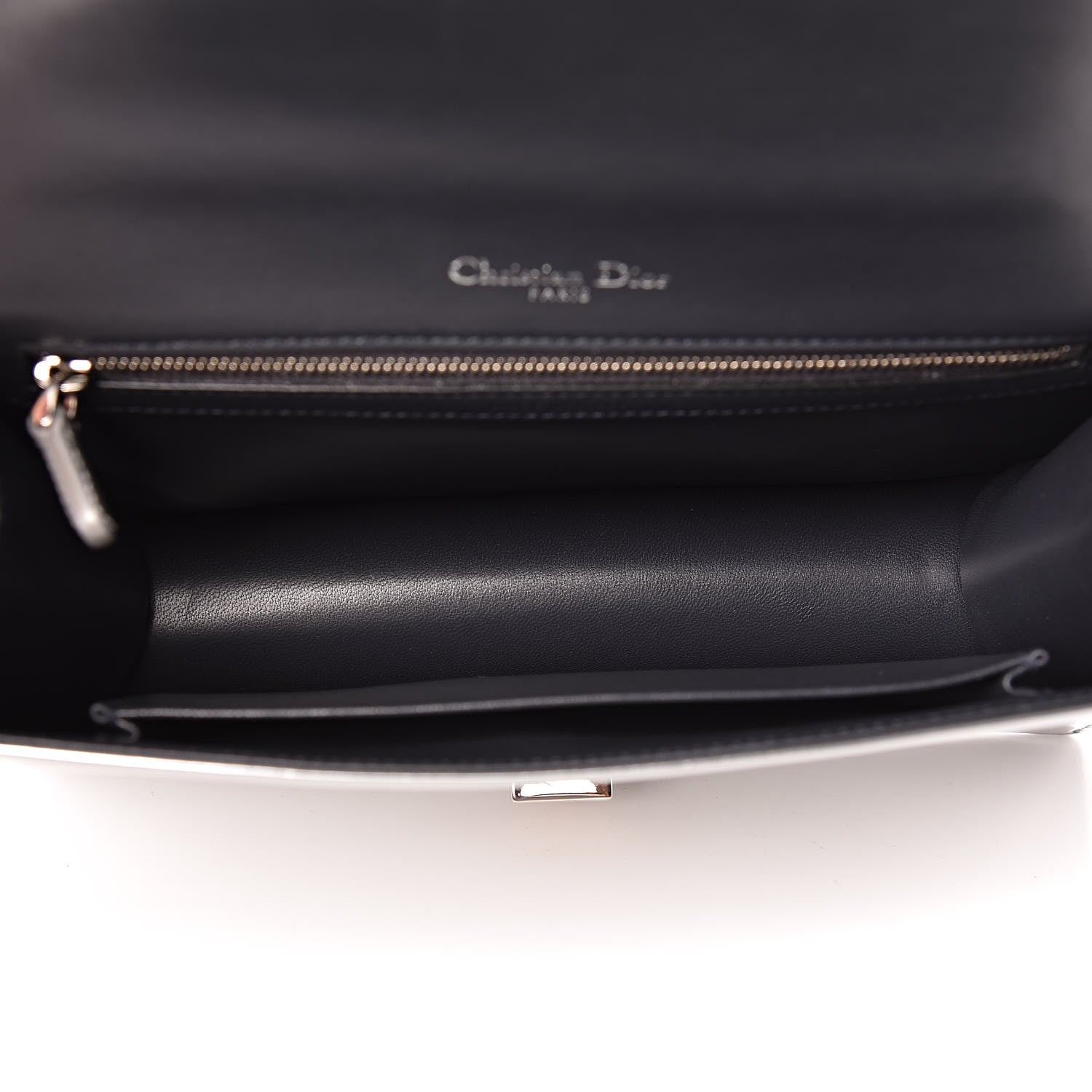 Christian Dior Metallic Patent Micro-Cannage Medium Diorama Flap Bag Silver 5 of 17