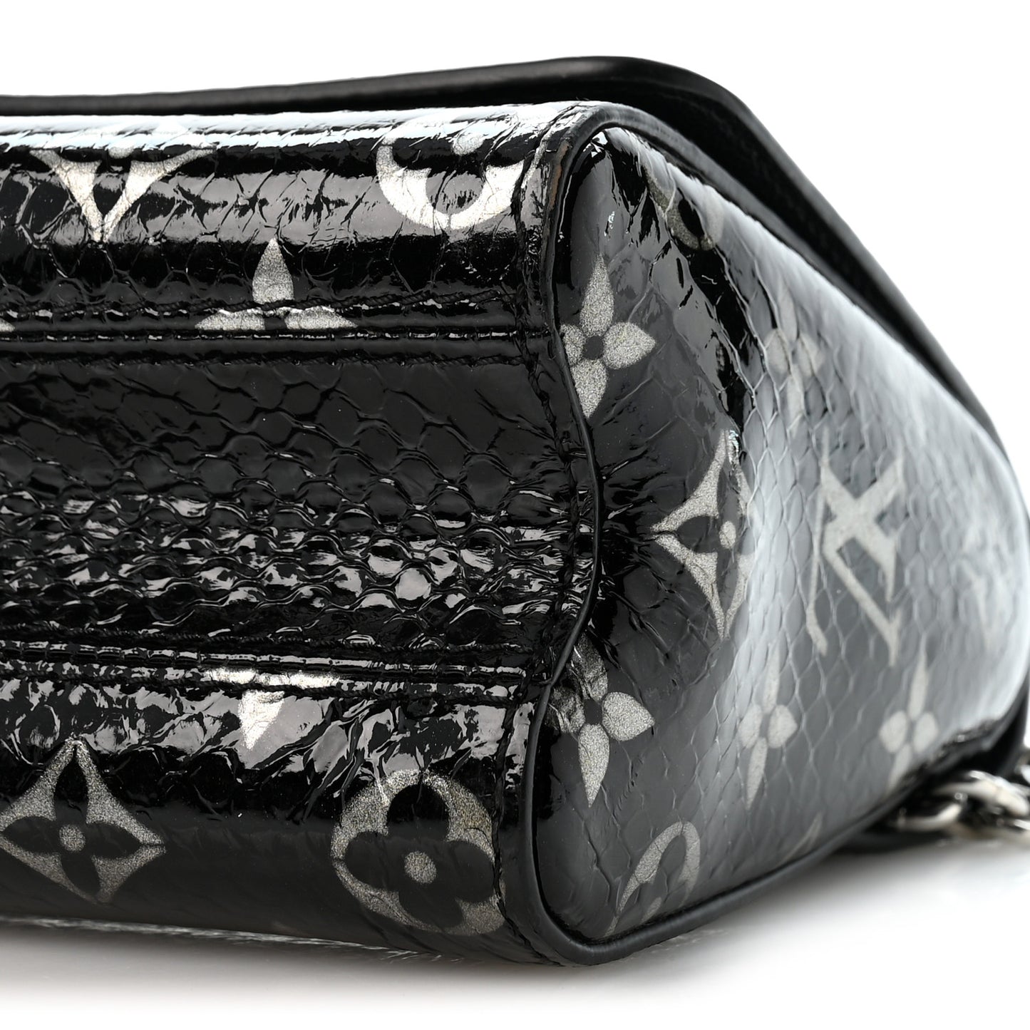 Snakeskin Monogram Twist Shoulder Bag PM Black