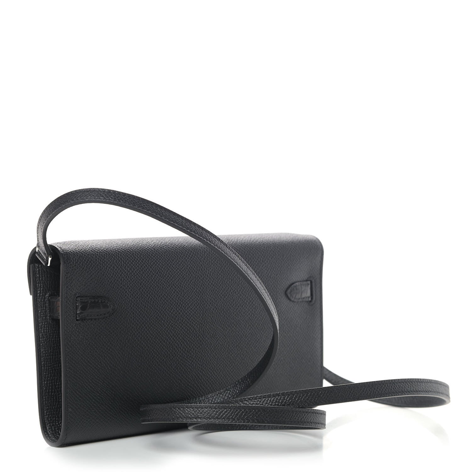 Hermes Epsom Matte Alligator Touch Kelly Wallet To Go Black 3 of 9