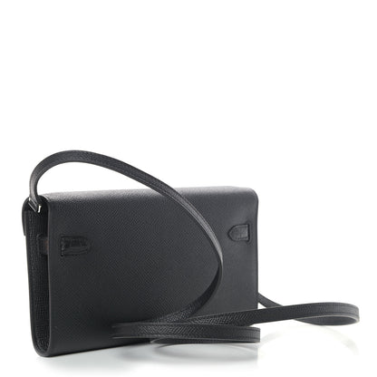 Hermes Epsom Matte Alligator Touch Kelly Wallet To Go Black 3 of 9