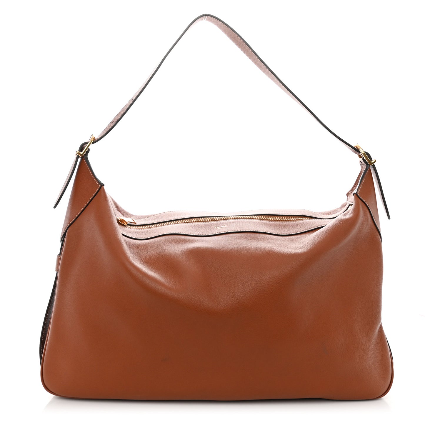 Supple Calfskin Large Romy Shoulder Bag Tan
