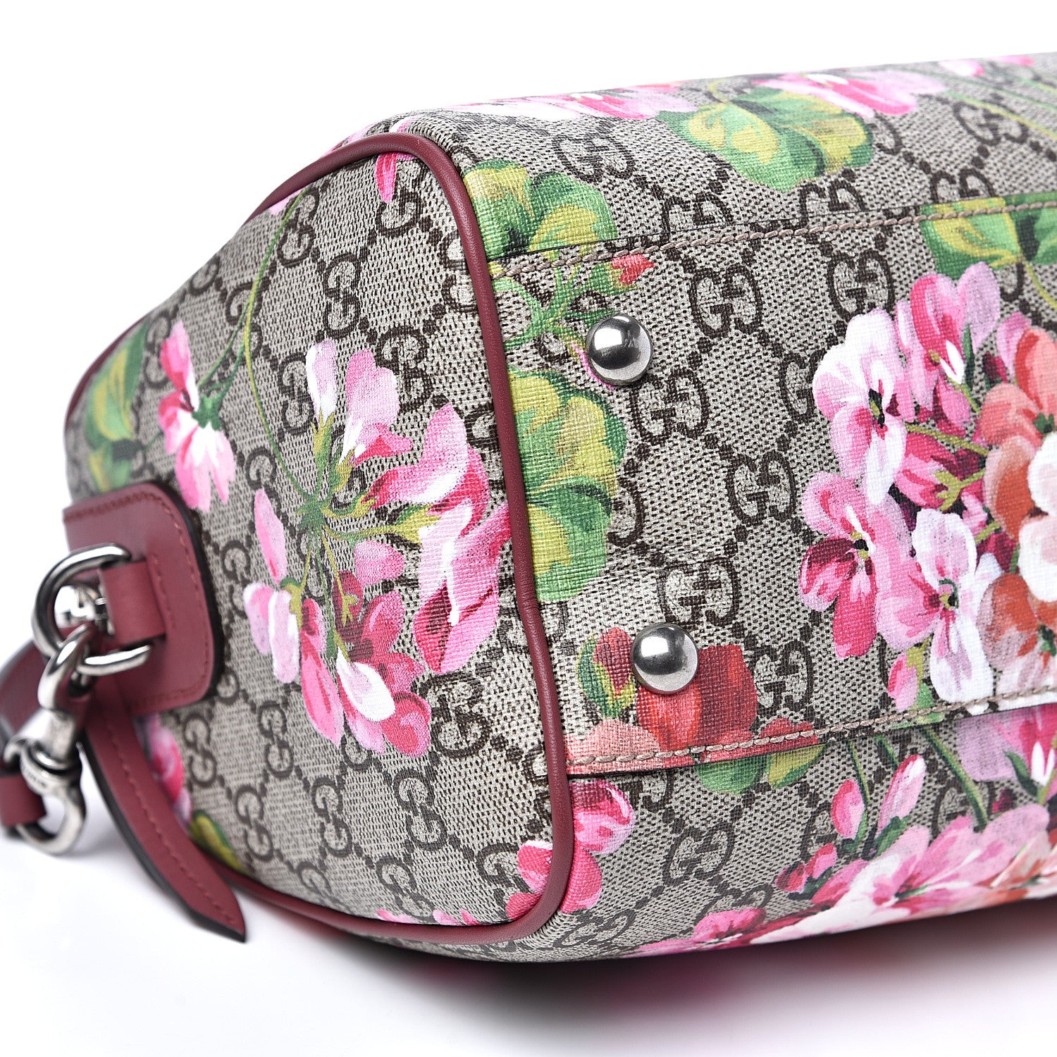 Gucci GG Supreme Monogram Blooms Small Boston Beige Multicolor Dry Rose 7 of 9