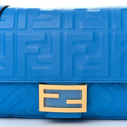 Fendi Nappa FF 1974 Embossed Baguette Blue Royal 8 of 10