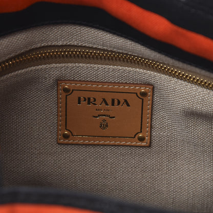 Prada Canapa Striped Tote Arancio 6 of 10