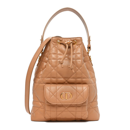 Christian Dior Lambskin Cannage Small Caro Bucket Bag Light Gold 1 of 9