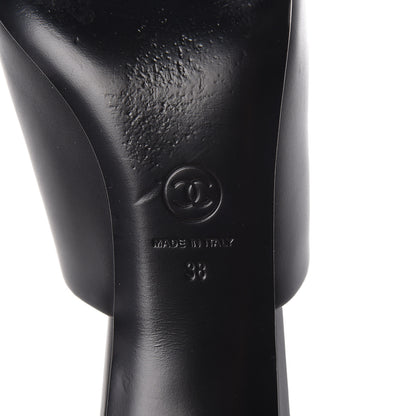Chanel Calfskin CC Chain Mules Sandals 38 Black 6 of 8