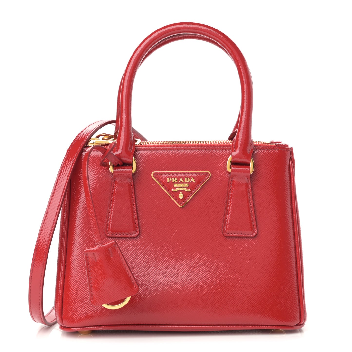 Saffiano Mini Galleria Double Zip Tote Fuoco