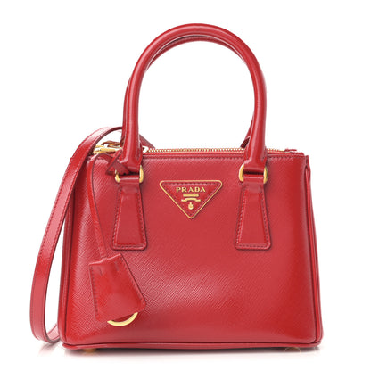 Prada Saffiano Mini Galleria Double Zip Tote Fuoco 1 of 17