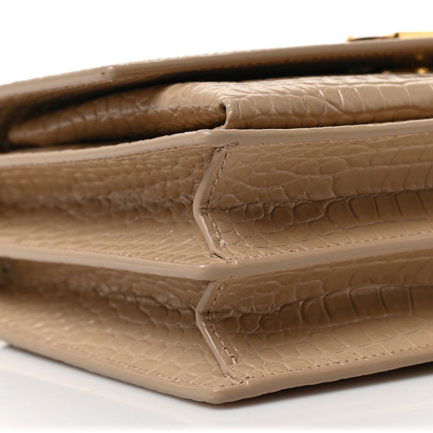 Calfskin Crocodile Embossed Medium Monogram Sunset Dark Beige