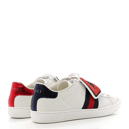 Gucci Calfskin Ayers Blind For Love Embroidered Womens Ace Sneakers 37.5 White 4 of 9