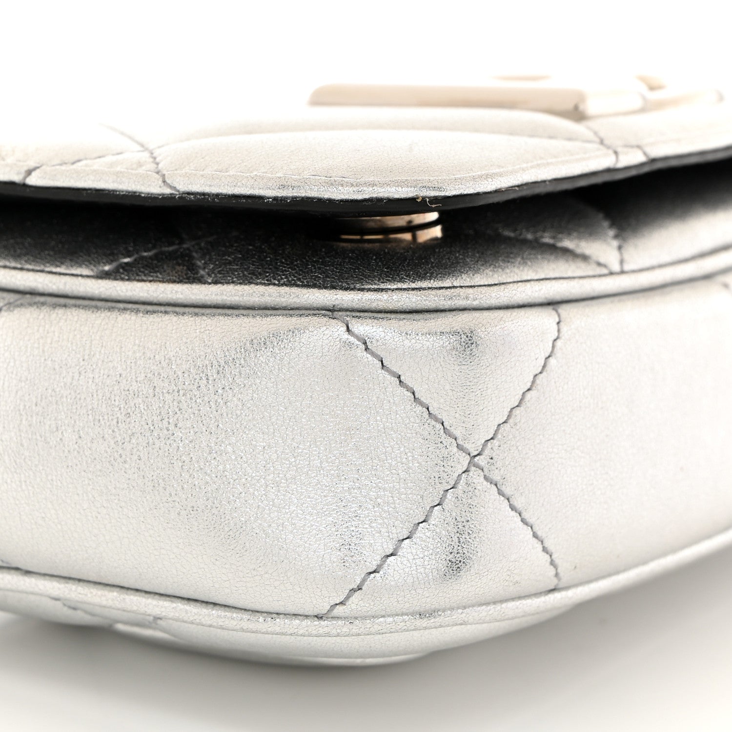 Dolce & Gabbana DOLCE GABBANA Laminato Vitello 3.5 Chain Flap Crossbody Bag Silver 8 of 9