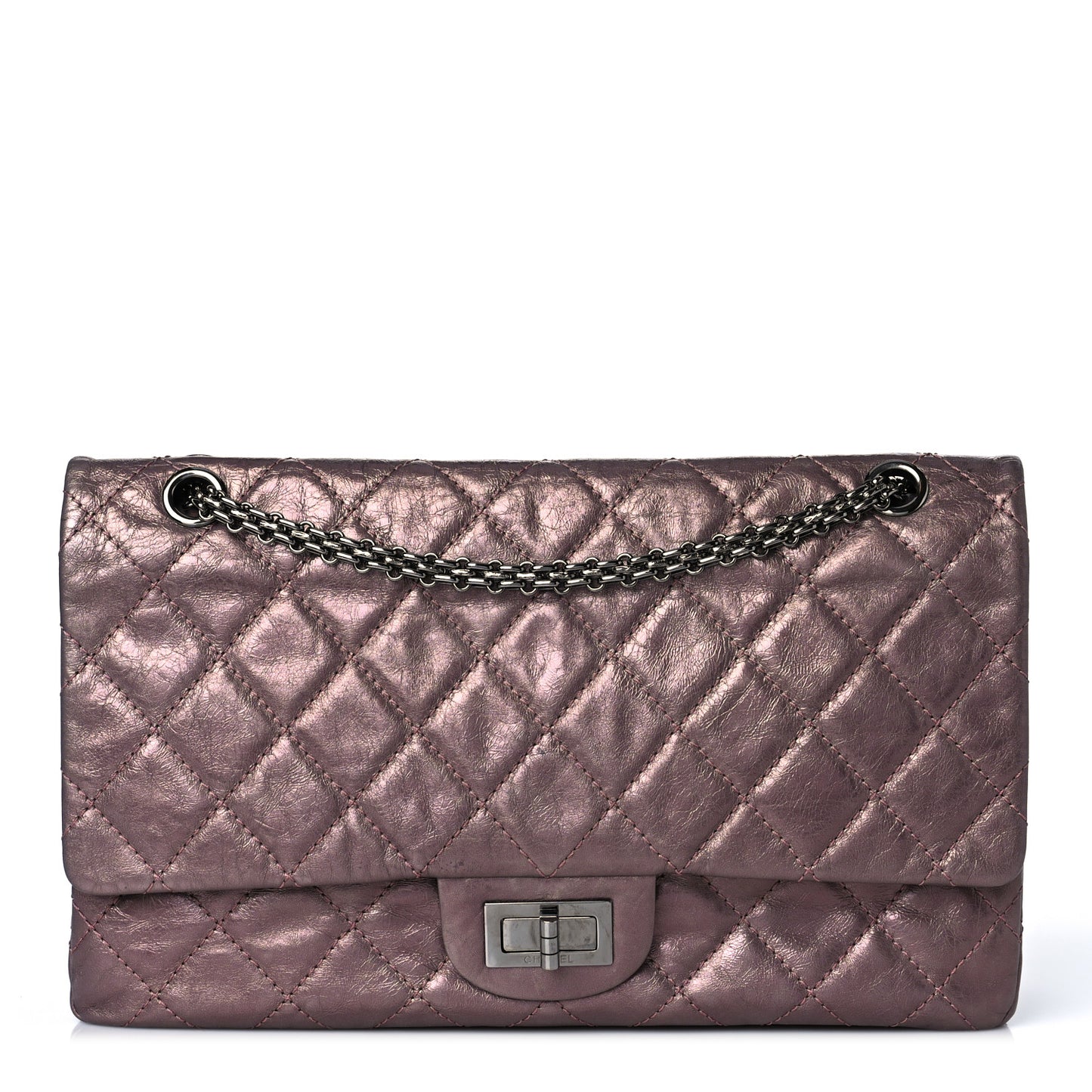 Metallic Aged Calfskin Quilted 2.55 Reissue 227 Flap Rose Fonce