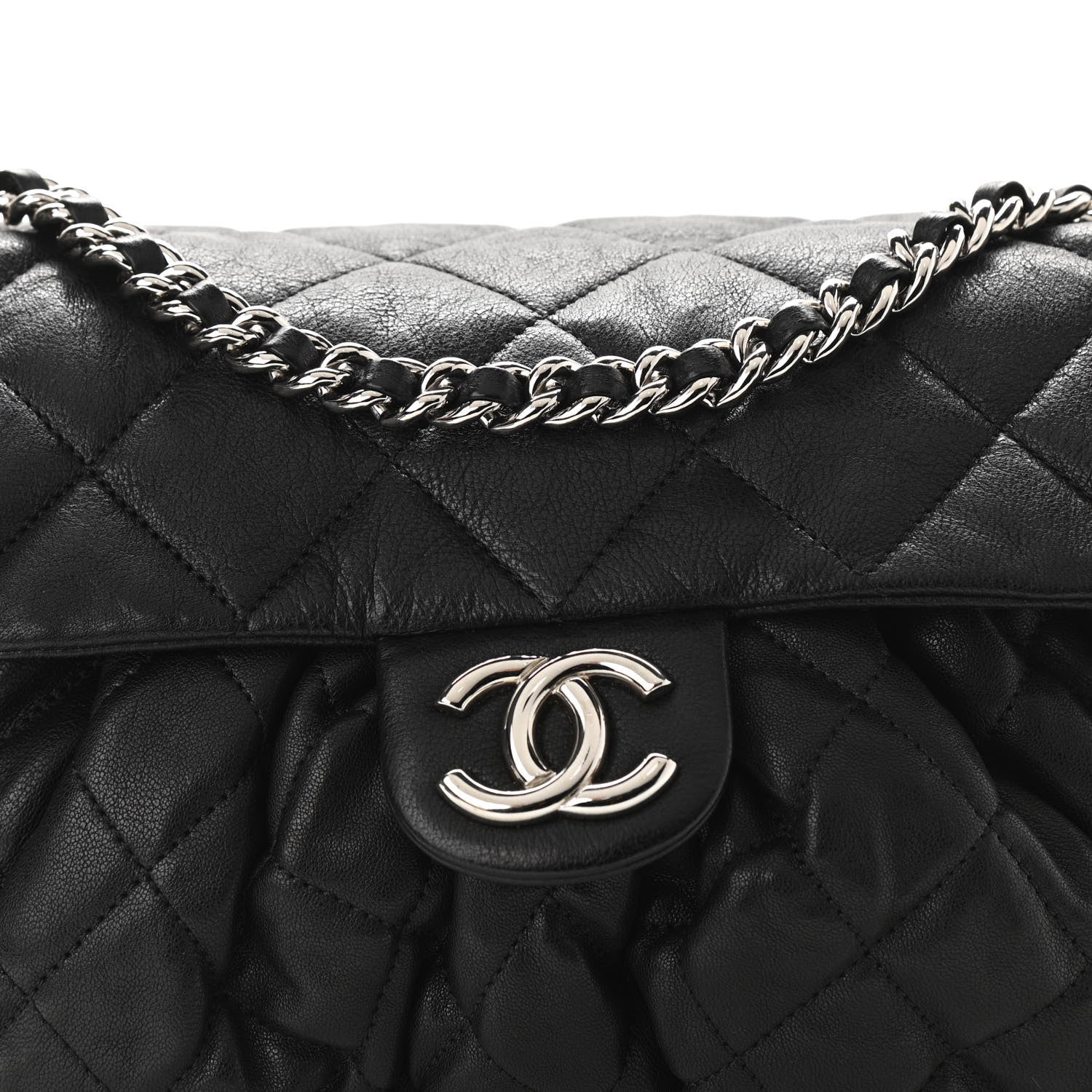 Chanel Washed Lambskin Quilted Medium Chain Around Messenger Black 8 of 10