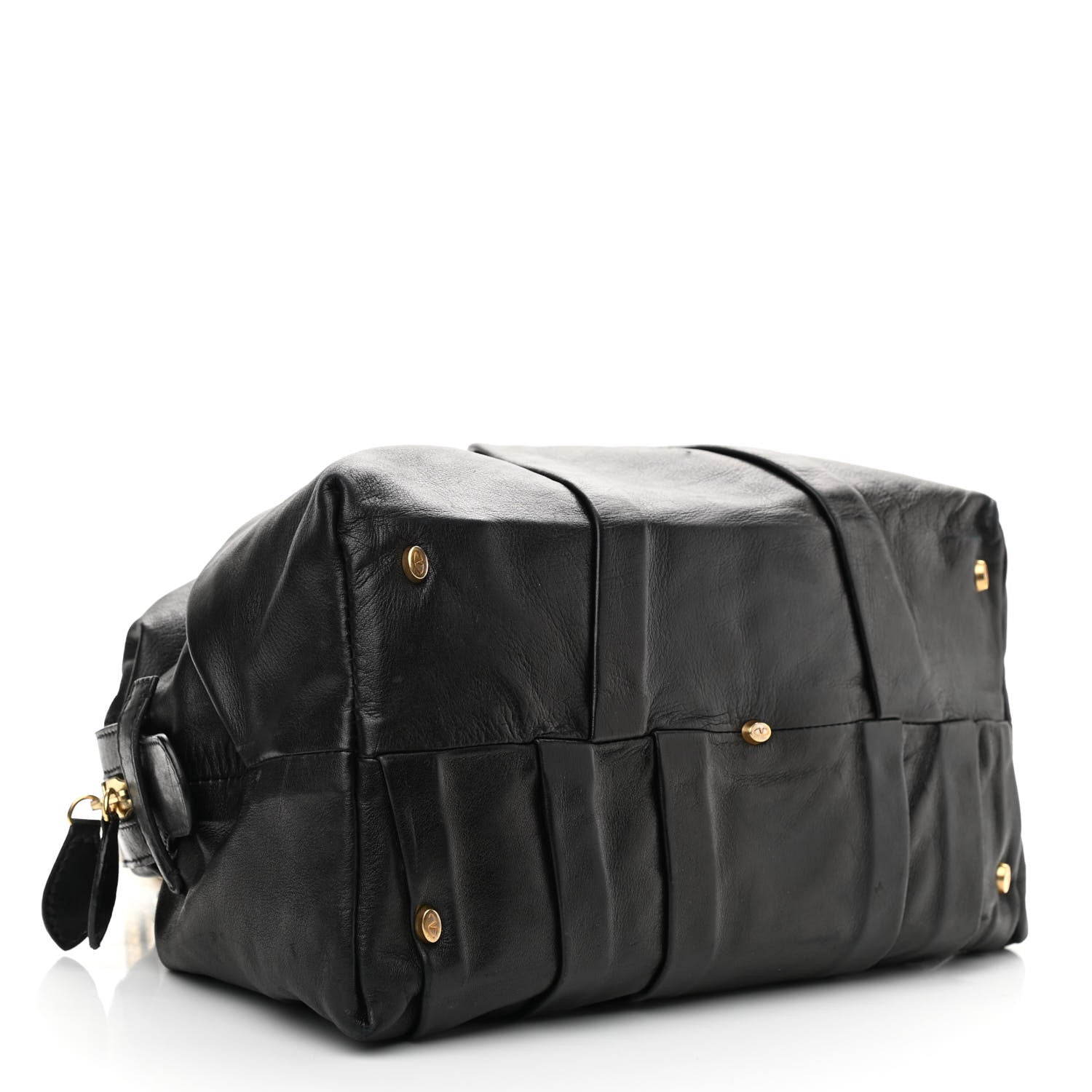 Valentino Garavani Lambskin Metallic Snakeskin Small Petale Dome Black Gold 3 of 9