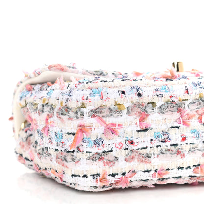 Chanel Tweed Quilted Mini Rectangular Flap White Pink Multicolor 8 of 9