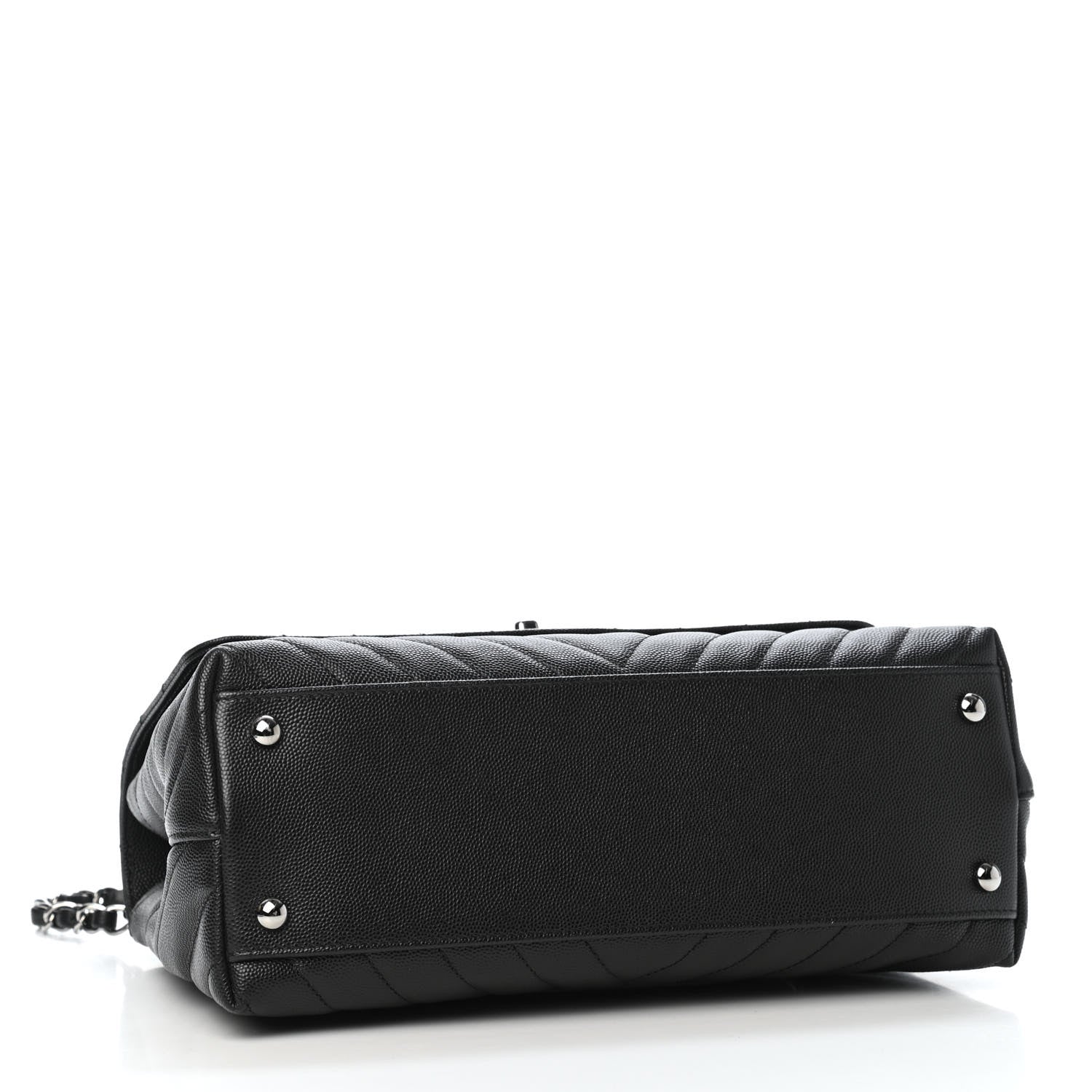 Chanel Caviar Chevron Quilted Small Coco Handle Flap Black 3 of 4