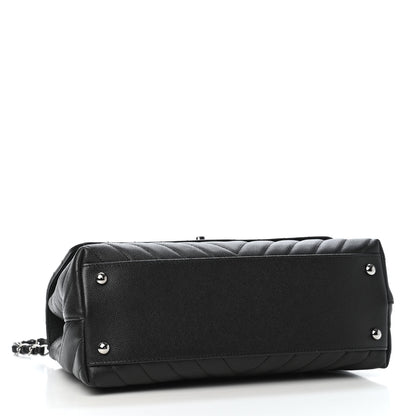 Chanel Caviar Chevron Quilted Small Coco Handle Flap Black 3 of 4