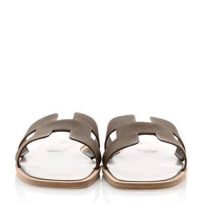 Hermes Epsom Oran Sandals 38 Etoupe 2 of 9