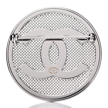 Chanel Mesh Circle CC Brooch Silver 3 of 4