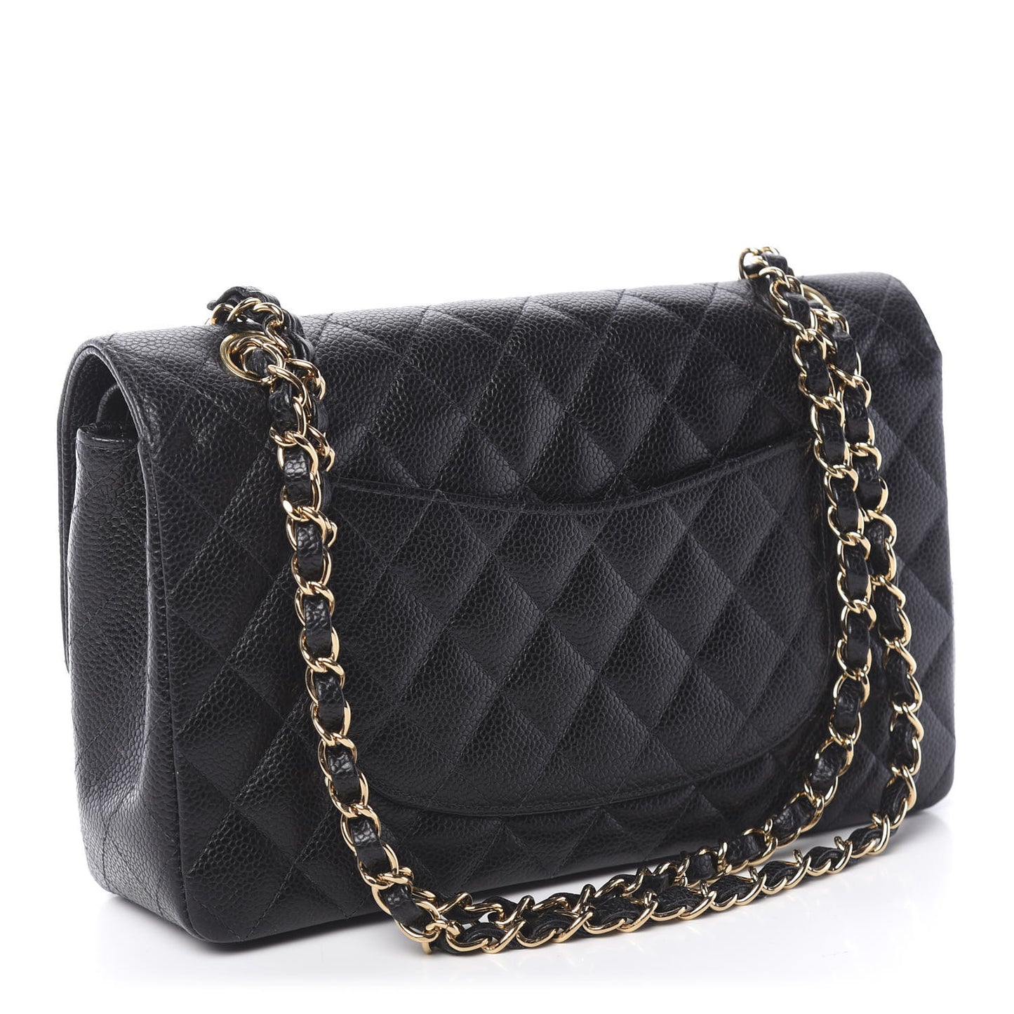 Caviar Quilted Medium Double Flap Black