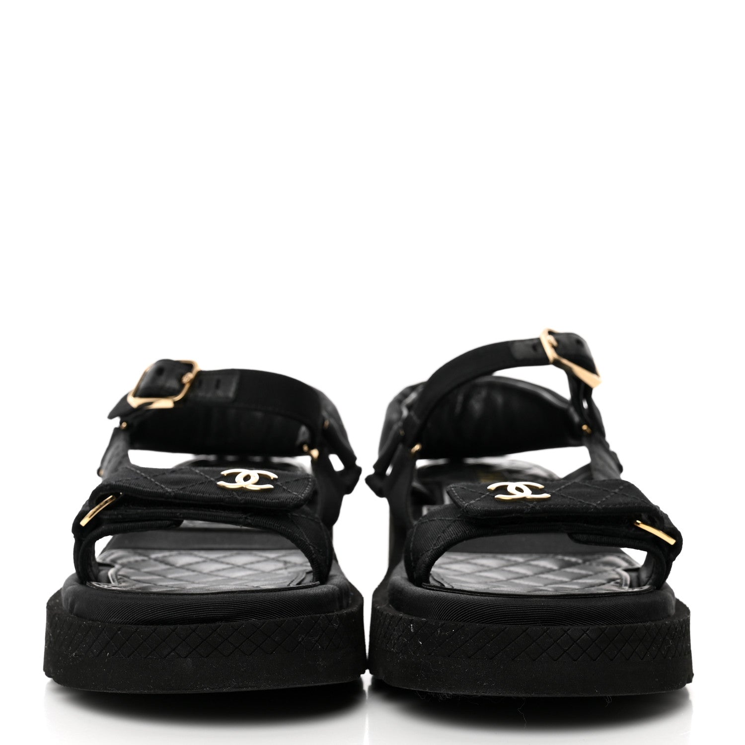 Chanel Grosgrain Quilted CC Logo Platform Sandals 36 Black 2 of 9