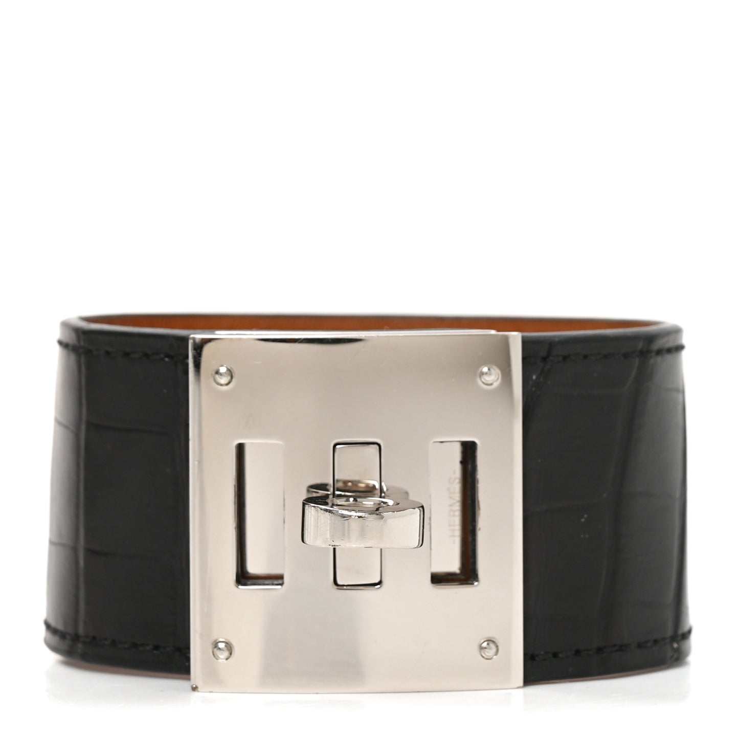 Shiny Alligator Kelly Dog Bracelet Black