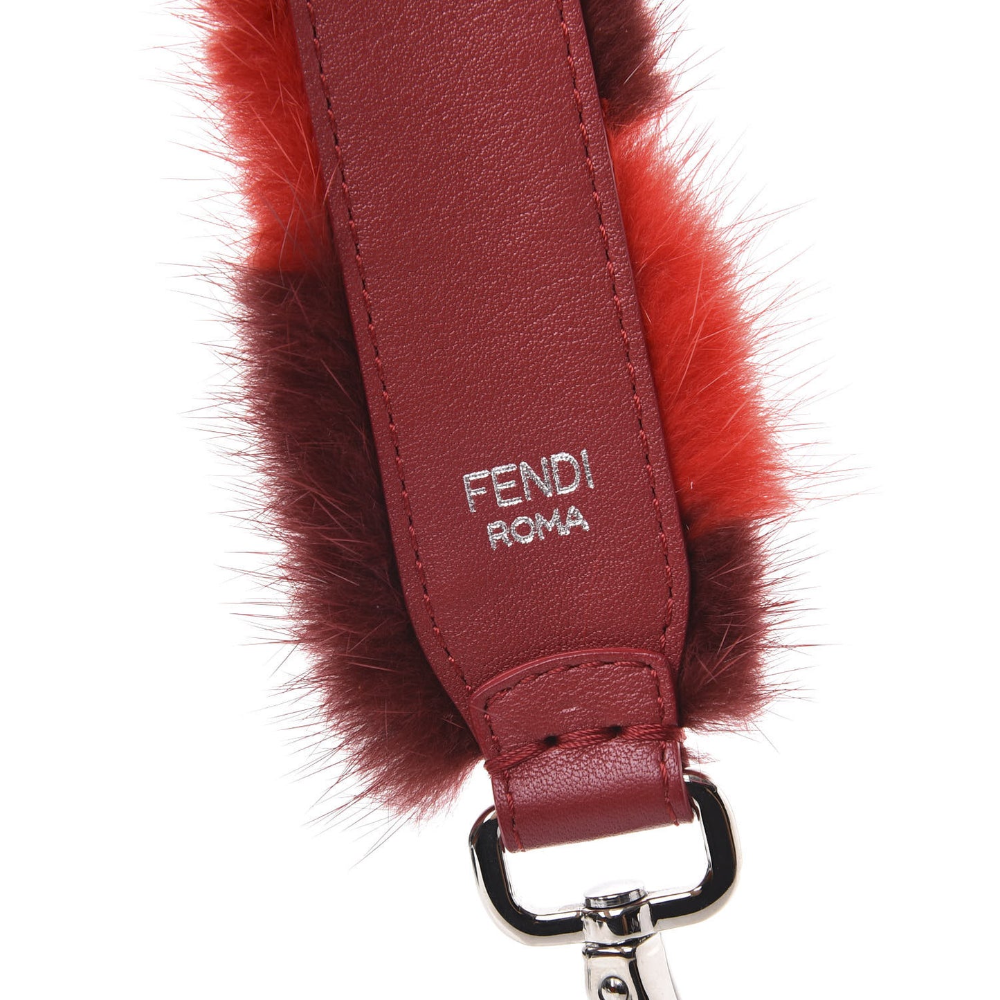 Vitello Dolce Mink Fur Pequin Mini Strap You Scarlet Cosmo Fragola
