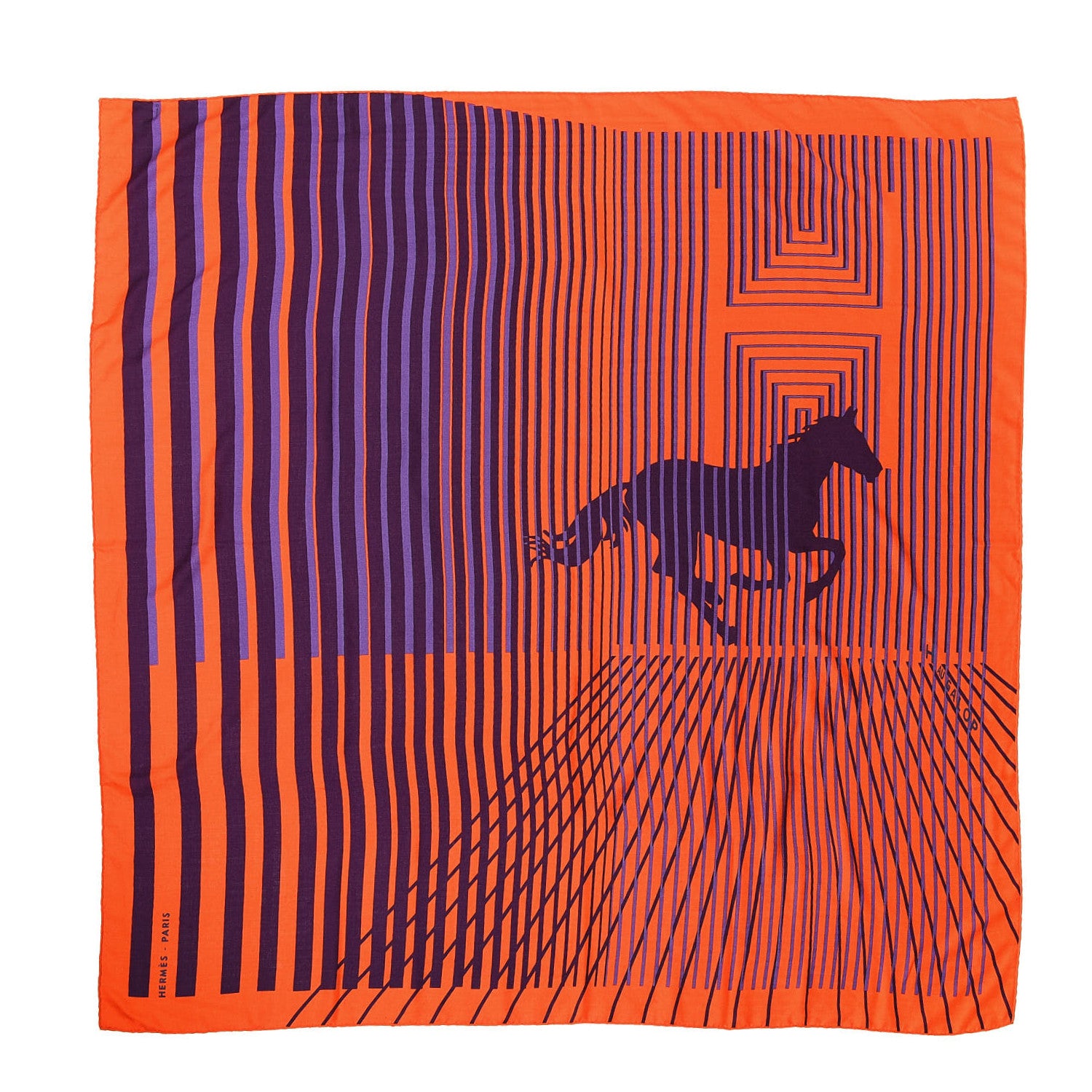 Hermes Cashmere Silk H Au Galop Shawl 140 Vermillon Violet 1 of 7