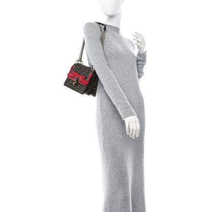 Fendi Vitello Shiny Nappa Bi-Color FF 1974 Lace Up Bow Embossed Small Kan I Shoulder Bag Maya Black Fragola 2 of 10