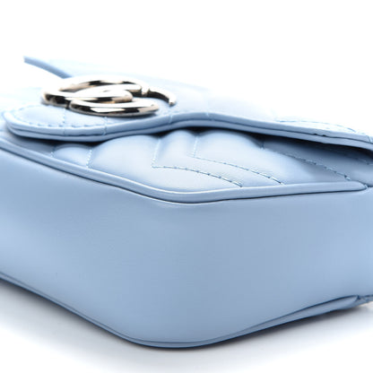 Gucci Calfskin Matelasse Super Mini GG Marmont Shoulder Bag Porcelain Light Blue 9 of 9