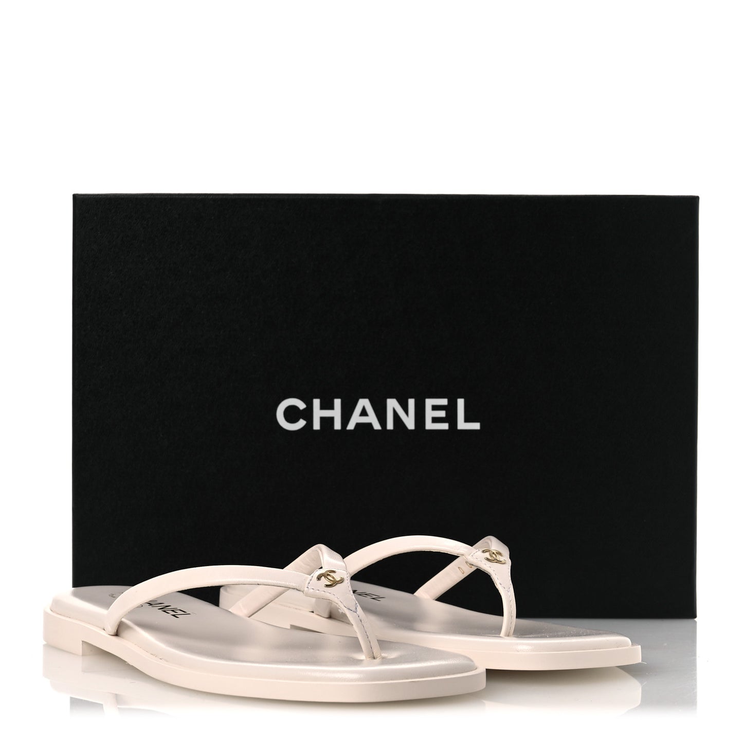 Goatskin CC Times Square Thong Sandals 37.5 White