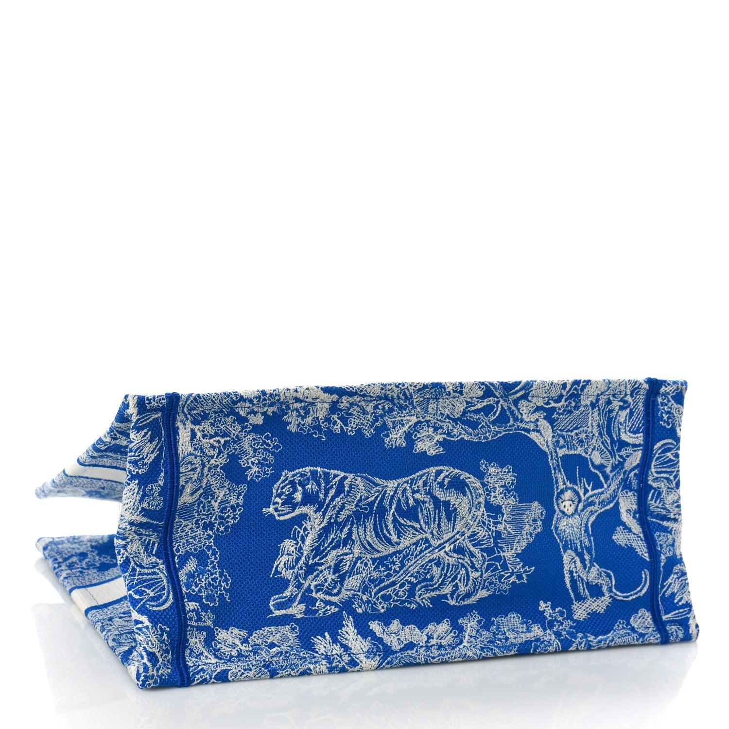 Christian Dior Canvas Embroidered Medium Dioriviera Toile De Jouy Book Tote Fluorescent Blue 4 of 8