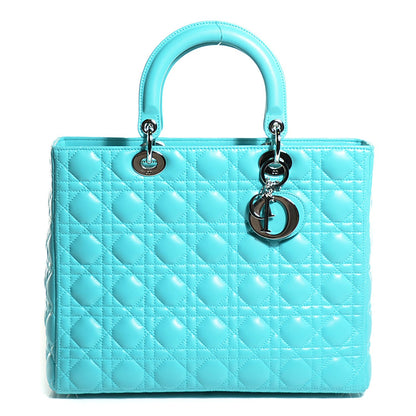 Christian Dior Lambskin Cannage Large Lady Dior Turquoise 1 of 9