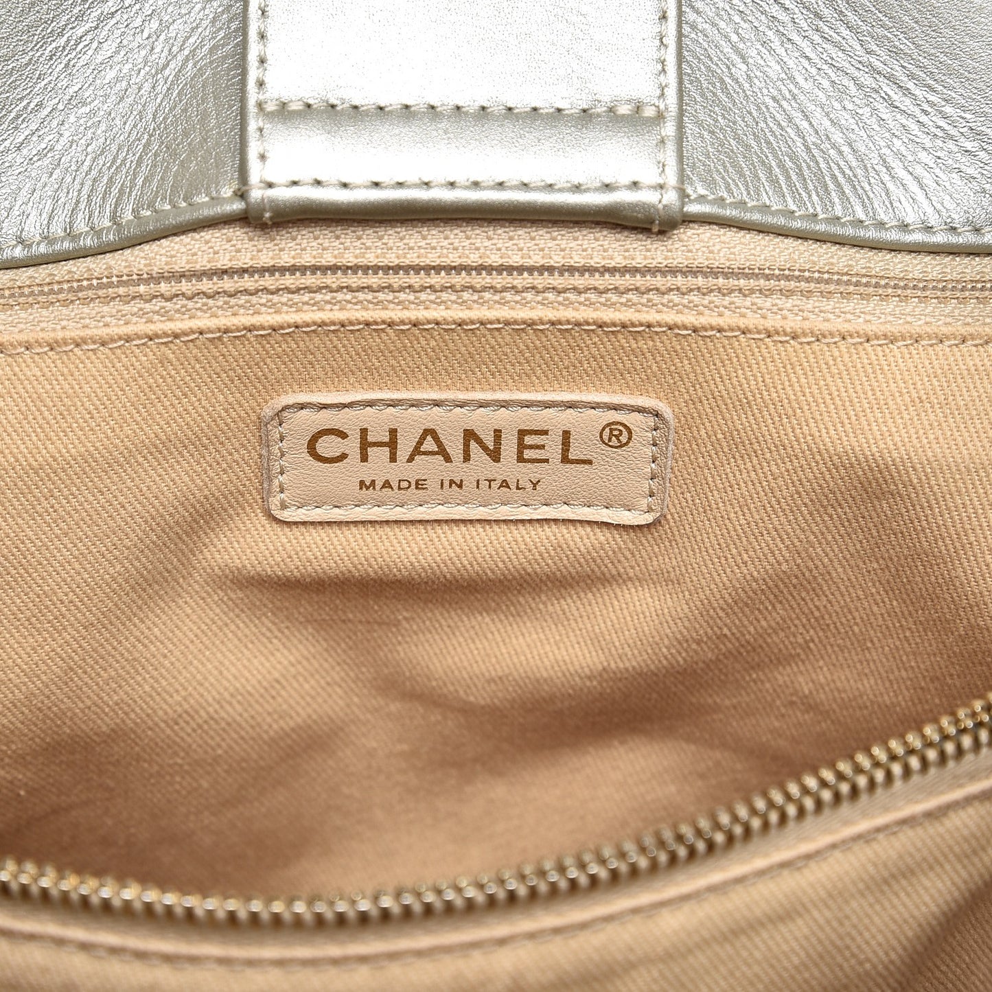 Metallic Calfskin Perforated Up In The Air Tote Silver