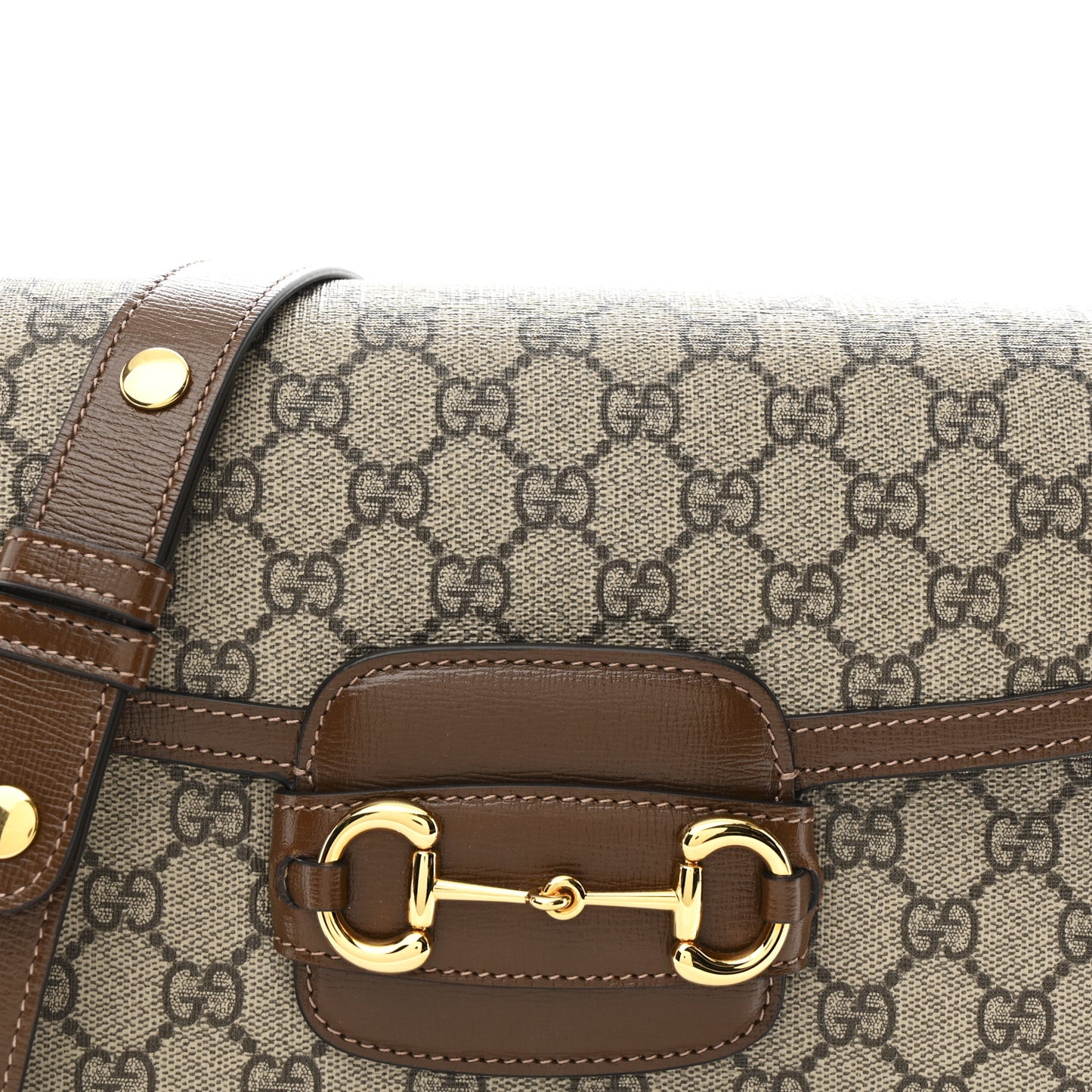 GG Supreme Monogram Horsebit 1955 Shoulder Bag Beige Brown Sugar