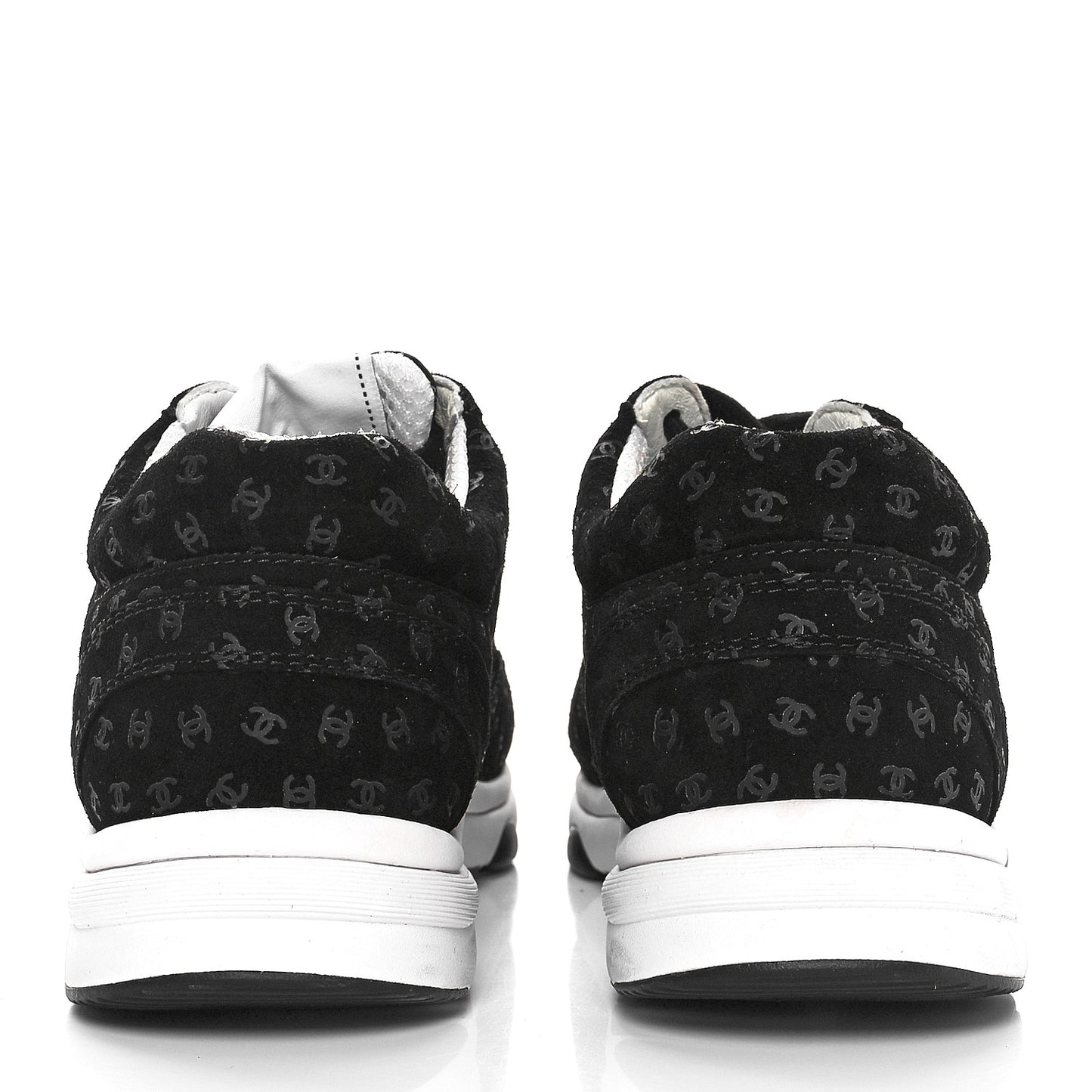Suede Calfskin Printed CC Sneakers 37 Black
