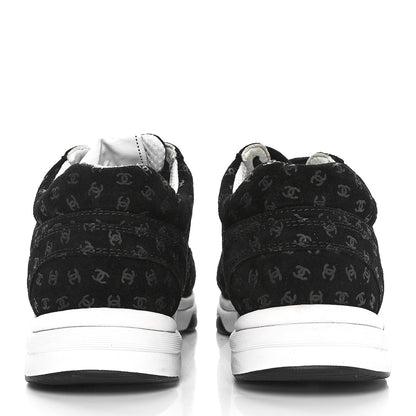 Chanel Suede Calfskin Printed CC Sneakers 37 Black 9 of 16