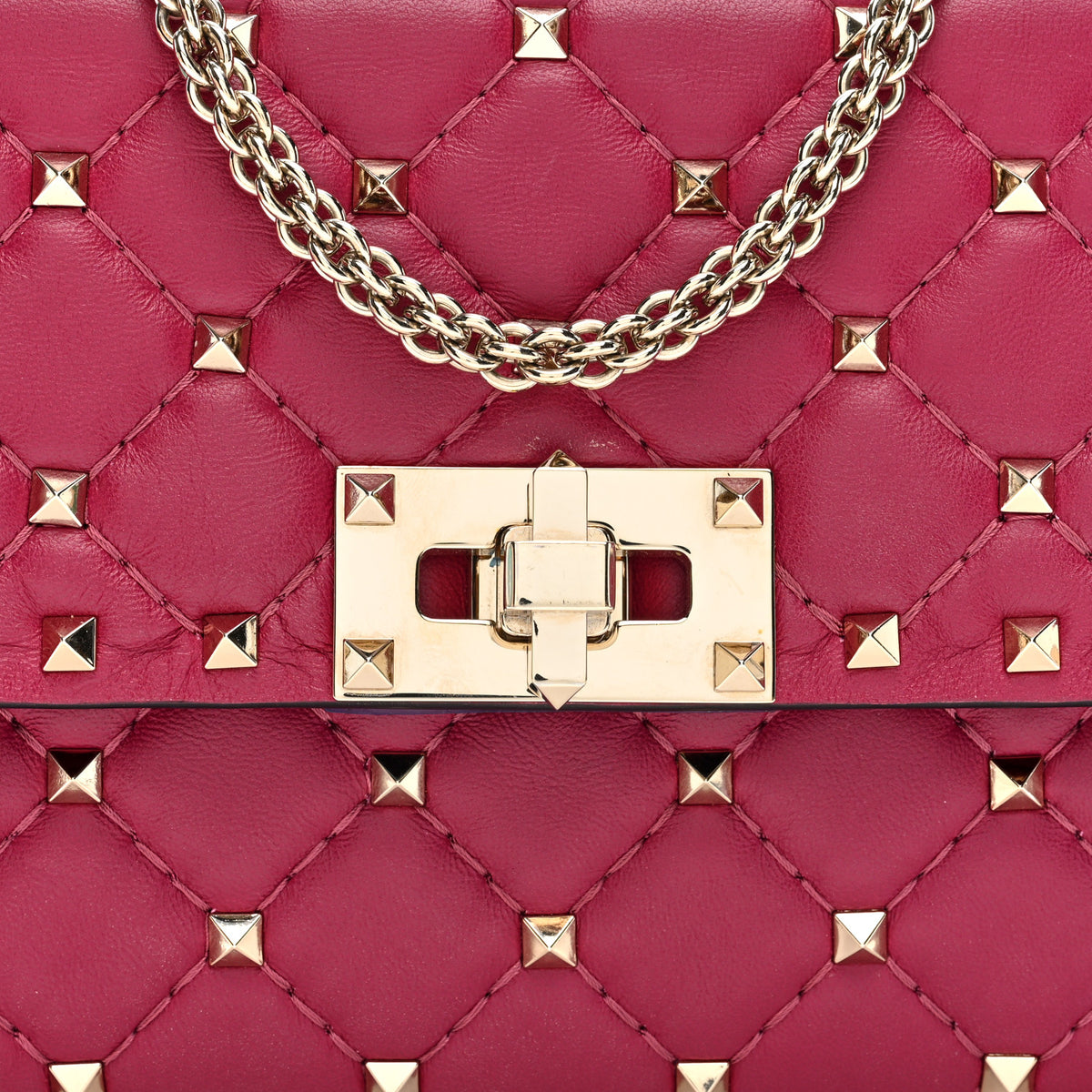 Nappa Rockstud Spike Wallet On Chain Disco Pink
