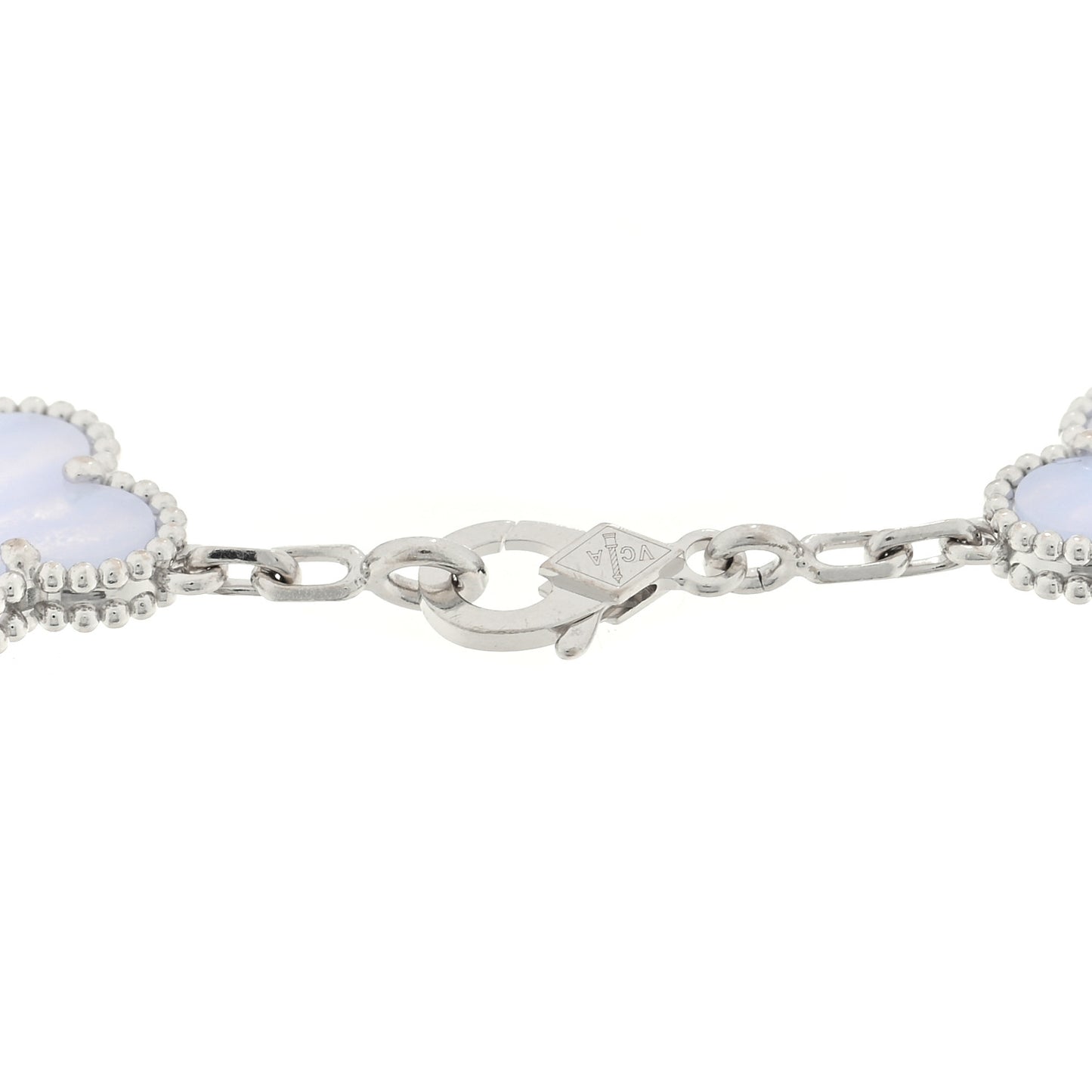 18K White Gold Chalcedony 5 Motifs Vintage Alhambra Bracelet