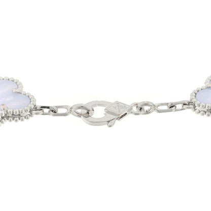 Van Cleef & Arpels 18K White Gold Chalcedony 5 Motifs Vintage Alhambra Bracelet 3 of 4