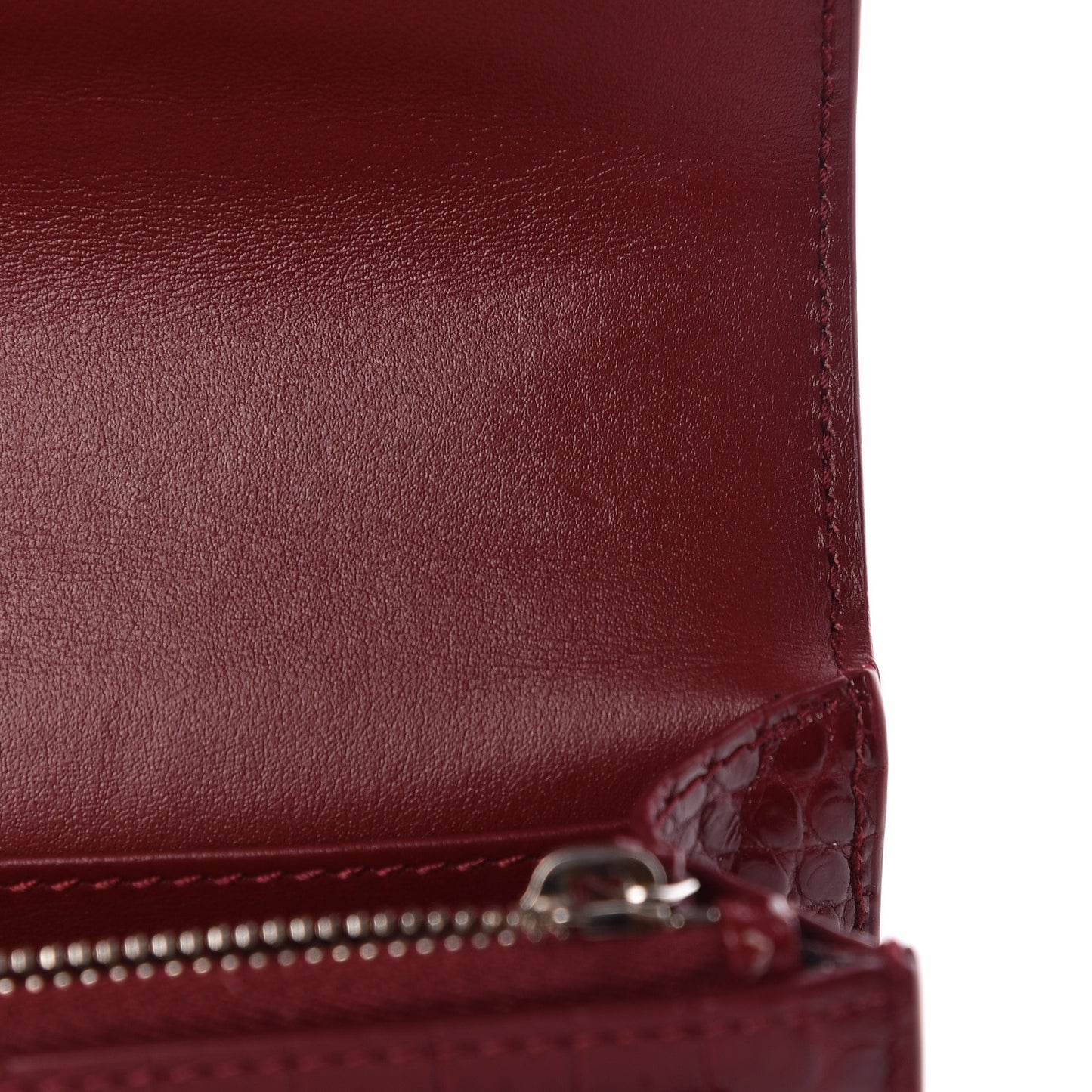 Calfskin Crocodile Embossed Monogram Sunset Chain Wallet Palissandre