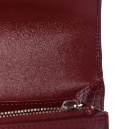 Saint Laurent Calfskin Crocodile Embossed Monogram Sunset Chain Wallet Palissandre 11 of 12