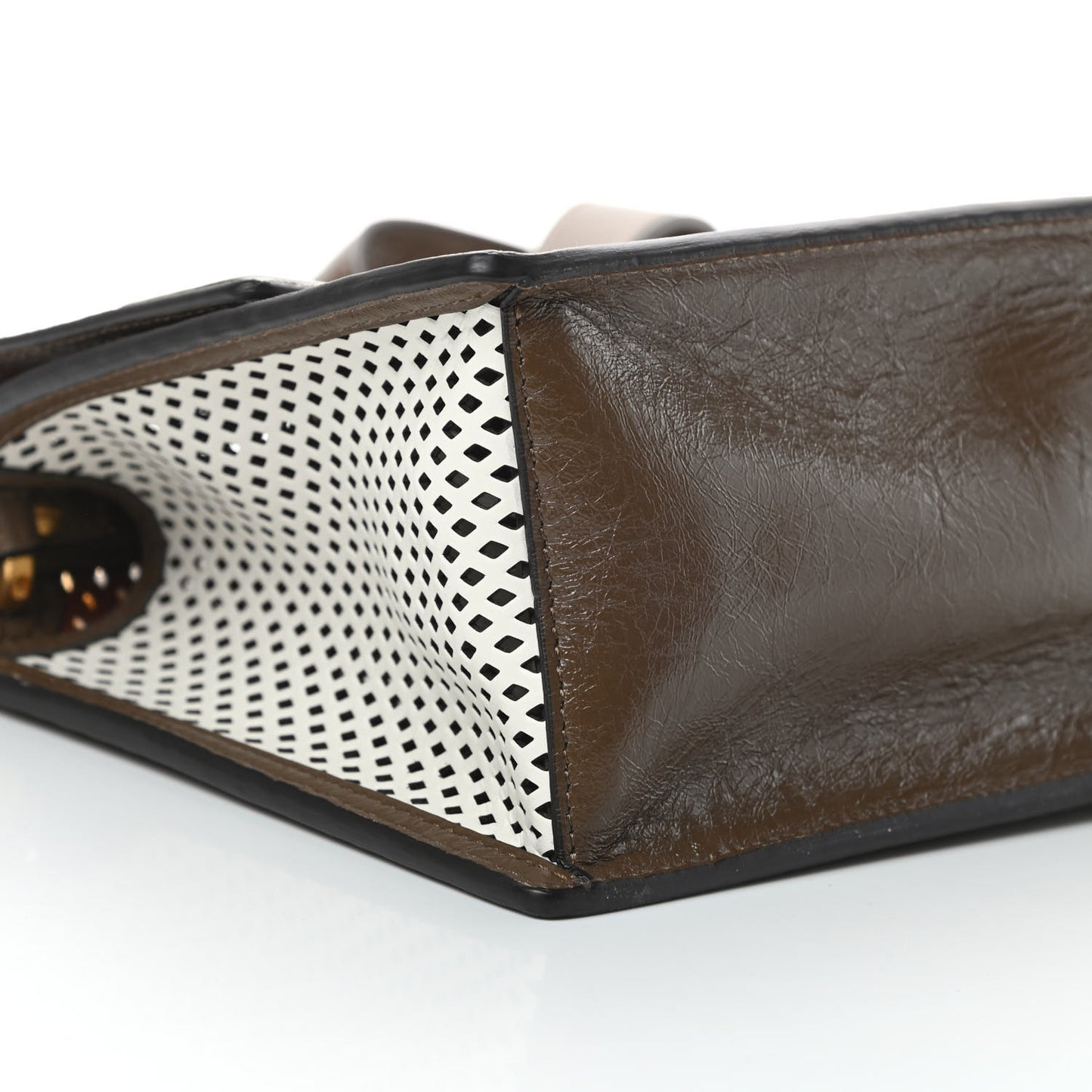 Vitello Liberty Glossy Lambskin F is Fendi Perforated Kan U Shoulder Bag White Ice Rust Maya