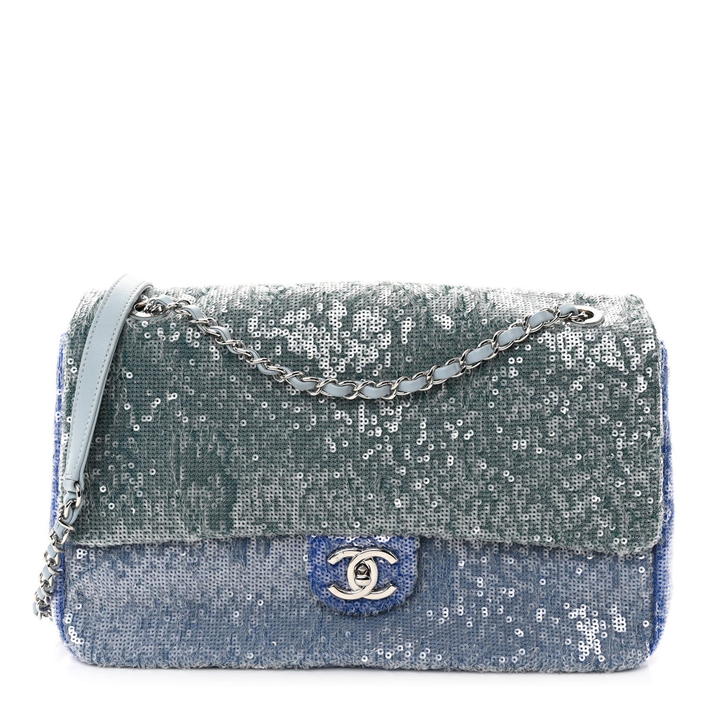 Sequin Large Waterfall Flap Light Blue