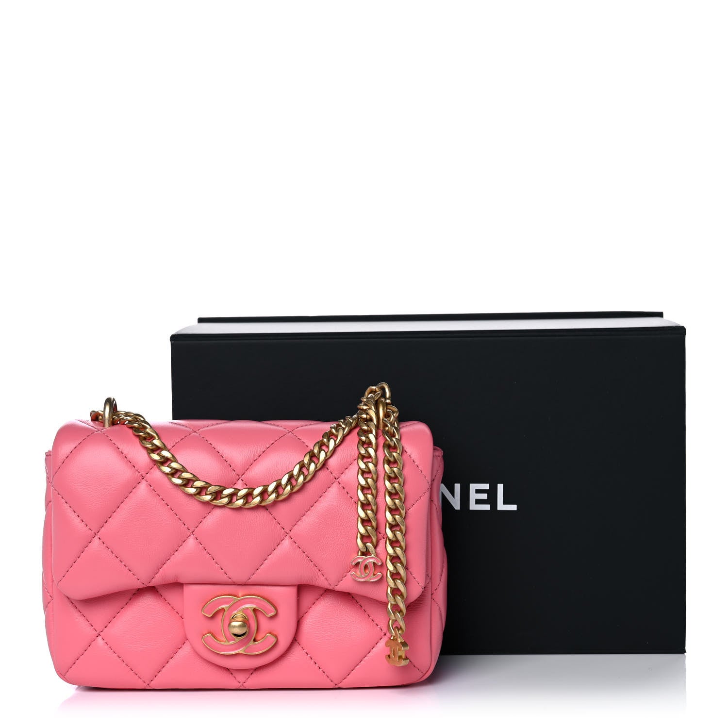 Chanel Lambskin Enamel Quilted Pending CC Mini Square Flap Pink 12 of 12
